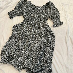 Lush Black and White Floral Midi Dress